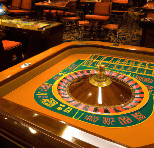 Roulette table inside Massachusetts casino
